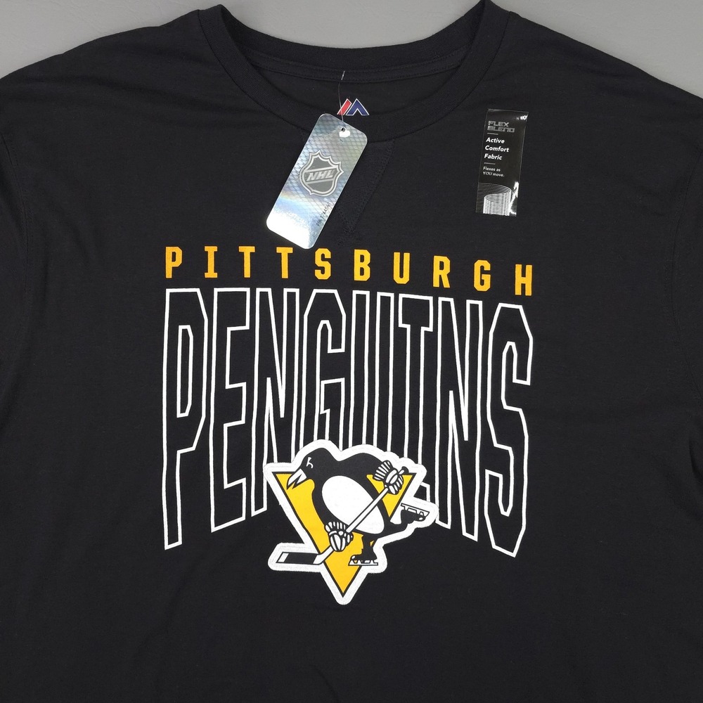 Pittsburgh Penguins Shirt Mens 2XL Black NHL Hockey Long Sleeve Majestic Tee - Picture 2 of 11